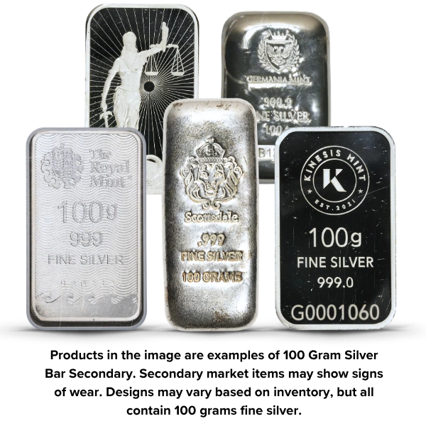 Buy 100 Gram Silver Bar - Secondary Market | Monument Metals