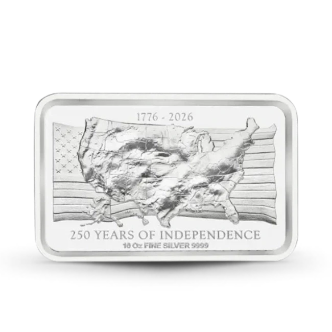 Buy 10 Oz Silver Bar | US Independence High Relief (New