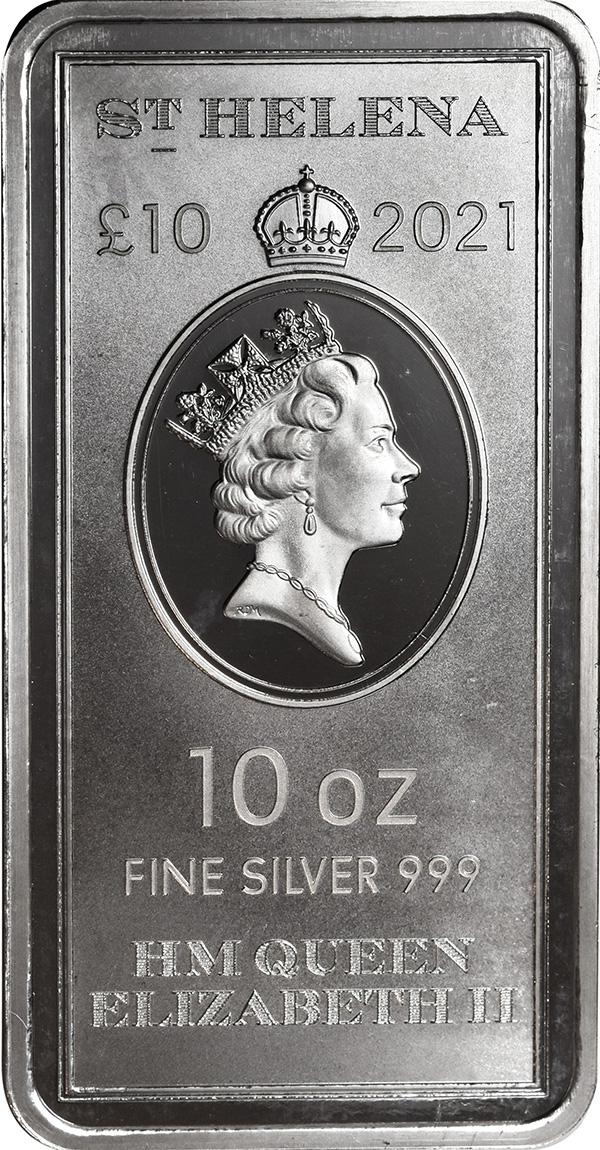 2021 10 oz St. Helena Rectangular Silver East India Company Coin