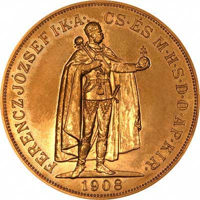 Buy 1908 Hungary Gold 100 Korona Restrike (Avg Circ) | Monument