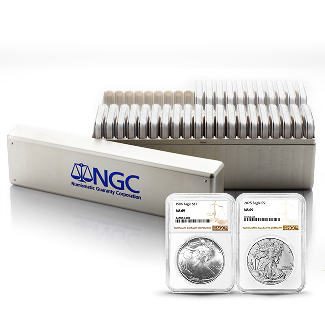 Buy the 1986-2025 American Silver Eagle 41-Coin Set NGC MS69