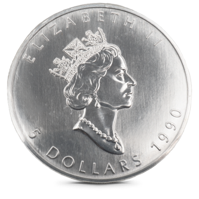 Buy the 1990 Canada 1 Oz Silver Maple Leaf In Original Sheets