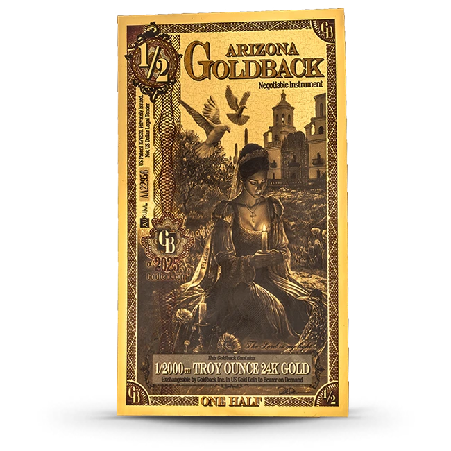 thumbnail interactive-video image 1 of Lot Of 3 Florida 1/2 Goldback (2025 Alpha Or Production) – 24k Aurum Notes, Brilliant Uncirculated 1 of 6