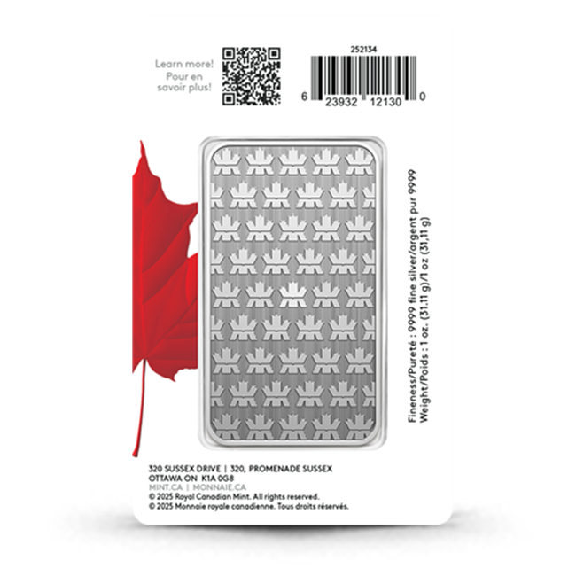 Buy the 1 Oz Royal Canadian Mint (RCM) Silver Bar - Proudly