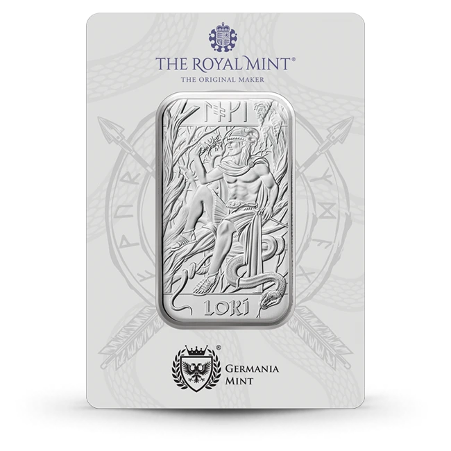 1オンス ロイヤルミント グレートブリテン 北欧神々 - トール.9999銀バー Buy the 1 Oz Royal Mint Great Britain Norse Gods - Thor .9999