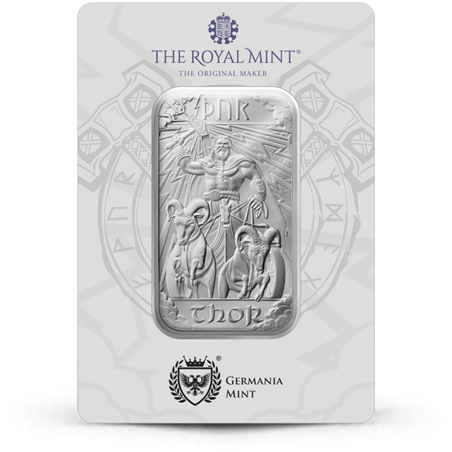 1オンス ロイヤルミント グレートブリテン 北欧神々 - トール.9999銀バー Buy the 1 Oz Royal Mint Great Britain Norse Gods - Thor .9999