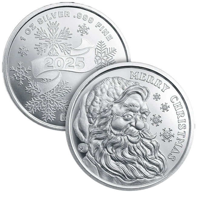 2022 Merry Christmas Santa Claus 1 Oz .999 Silver BU Round - In Protective Capsule