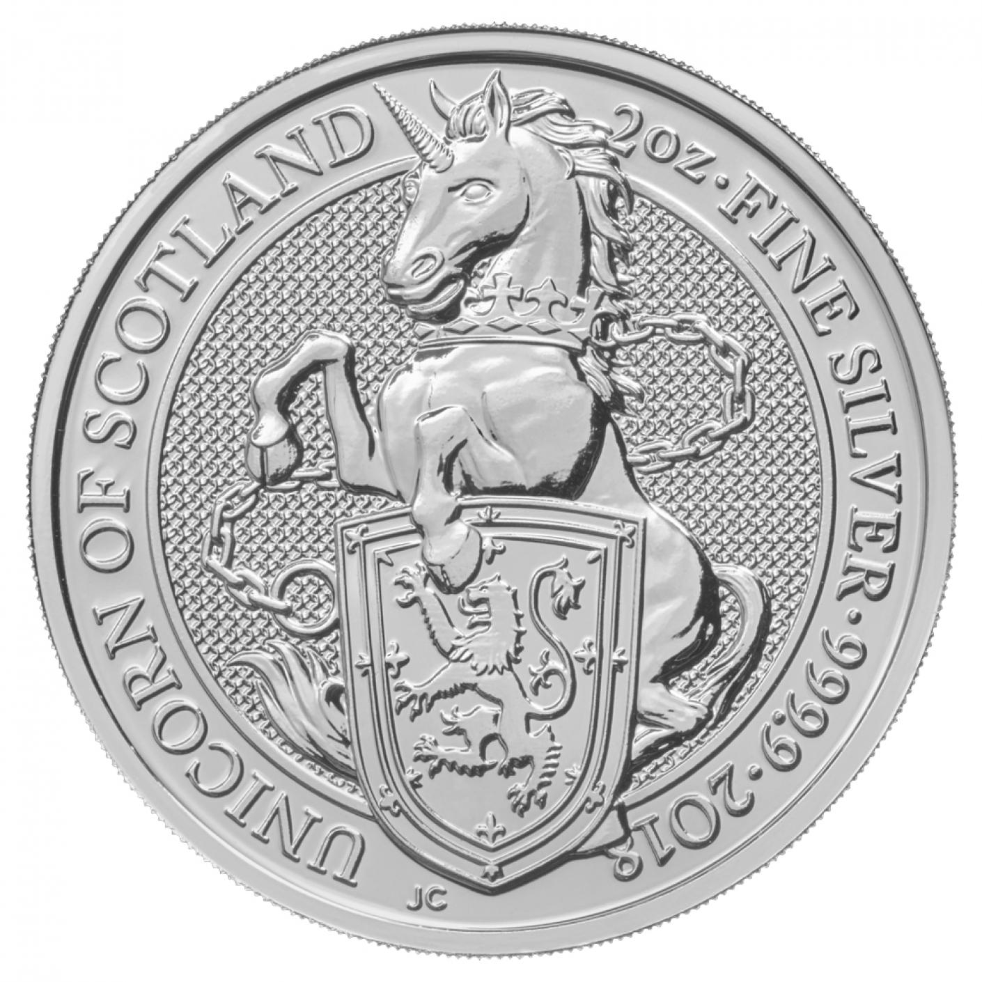 Buy the 2018 UK 2 Oz Silver The Unicorn of Scotland BU