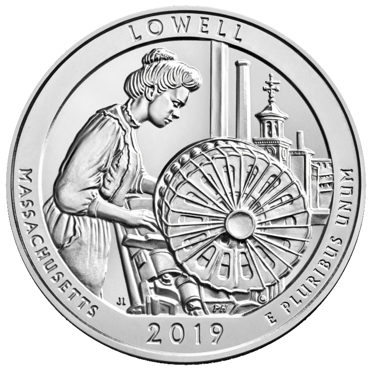 Buy 2019 Lowell National Historical Park 5 Oz Silver ATB Coin (BU