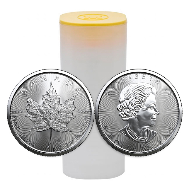 Canada Silver Maple Leaf 1 oz $5 - Random Date - BU Tube of