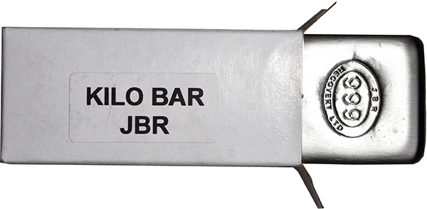 Buy the Kilo (32.15 oz) JBR Silver Bar (New) | Monument Metals