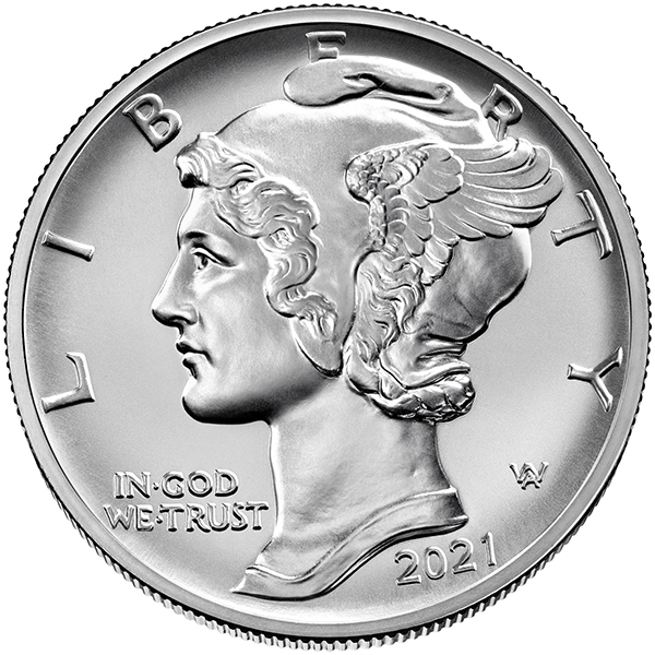 Obverse of a 2021 American Platinum Eagle coin with Lady Liberty portrait, “LIBERTY,” “IN GOD WE TRUST,” and “2021” visible.
