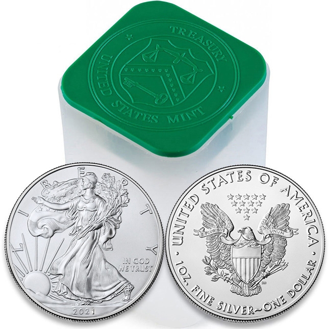 Buy the 2021 American Silver Eagle 20-Coin Roll/Tube