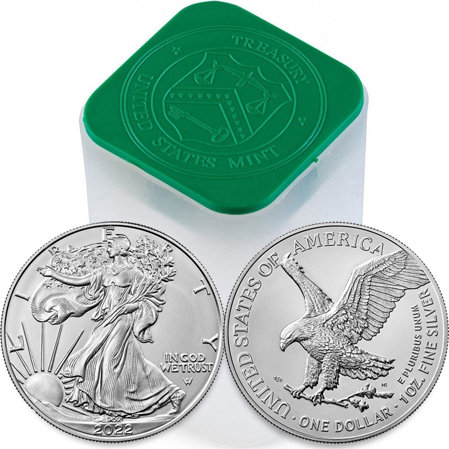 Buy the 2022 1 Oz American Silver Eagle Roll/Tube of 20 (BU