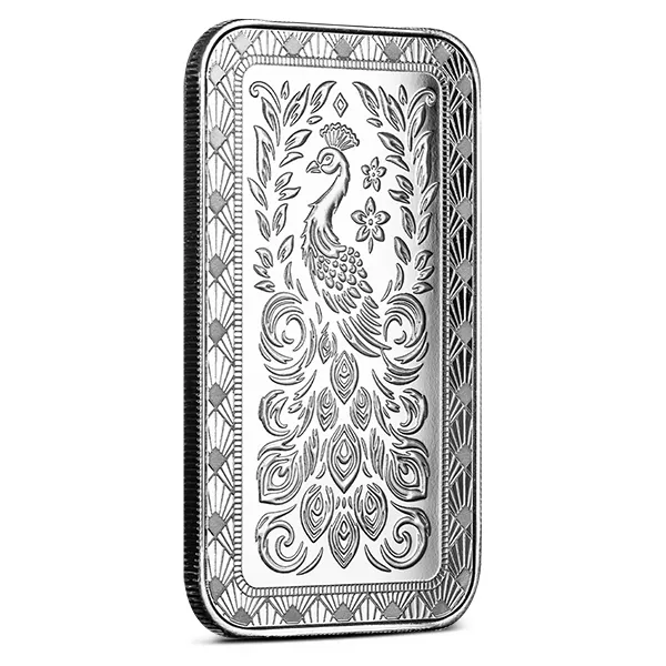 一点物★ワンオフ★アルミ額縁★オシャレ Scottsdale Mint | 1 Oz Marquee Peacock Silver Bar | Monument