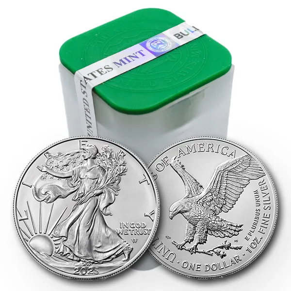 Buy the 2025 1 Oz American Silver Eagle Roll/Tube of 20 (BU