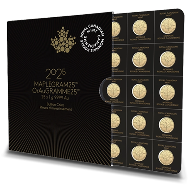 GRANDE5 メモリアル　純金　1g シリアルナンバー　504 になります Buy the 2025 Canada 25 Gram Gold Maplegram (New) | Monument Metals