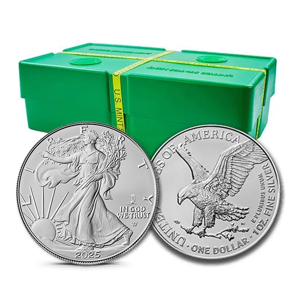 2025 1 Oz .999 Fine Silver American Eagle US Coin 24KT Gold Plated With Box