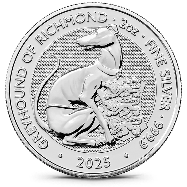 Buy the 2025 Royal Tudor Beasts Greyhound of Richmond 10 oz .9999