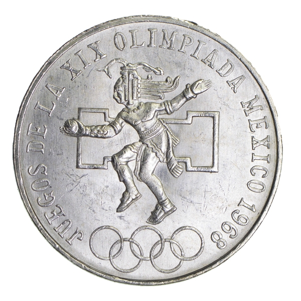 1968 Mexico Silver 25 Pesos Olympic Avg Circ (ASW .5209 oz