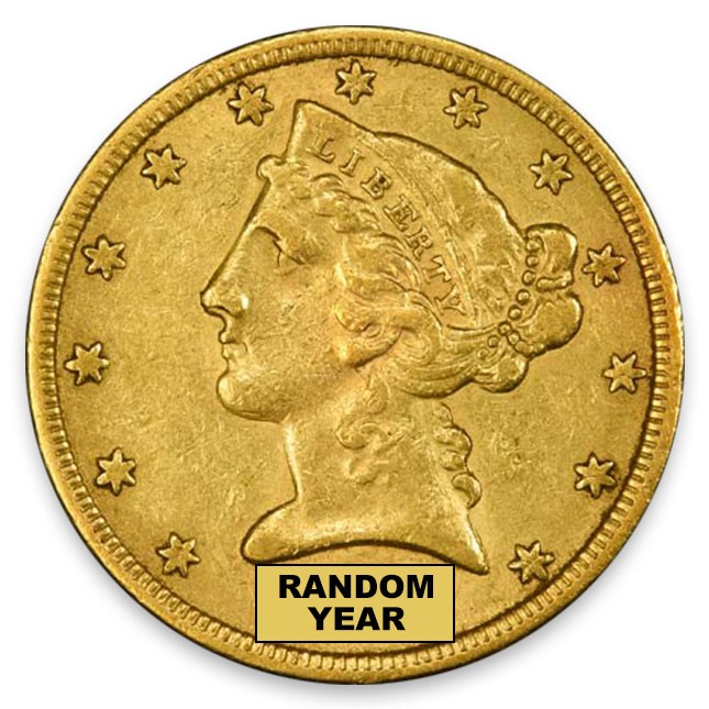 1840-1908 Random Date $5 Liberty Very Fine (VF) - Monument Metals