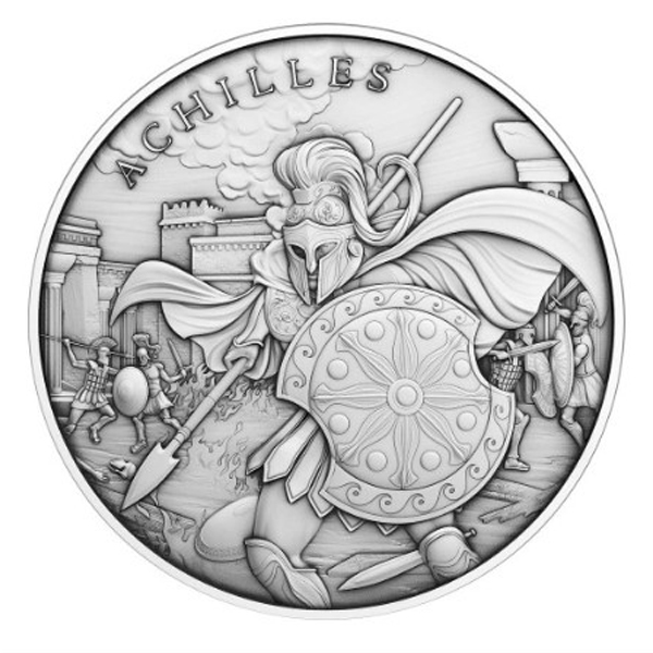 Buy the 1 Troy oz Achilles Design .999 Fine Silver Round