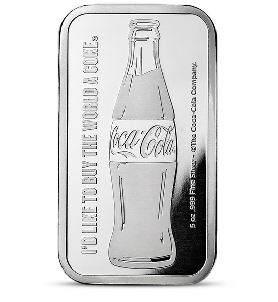 Buy the Coca-Cola 5 Oz Pure .999 Fine Silver Bar | Monument Metals