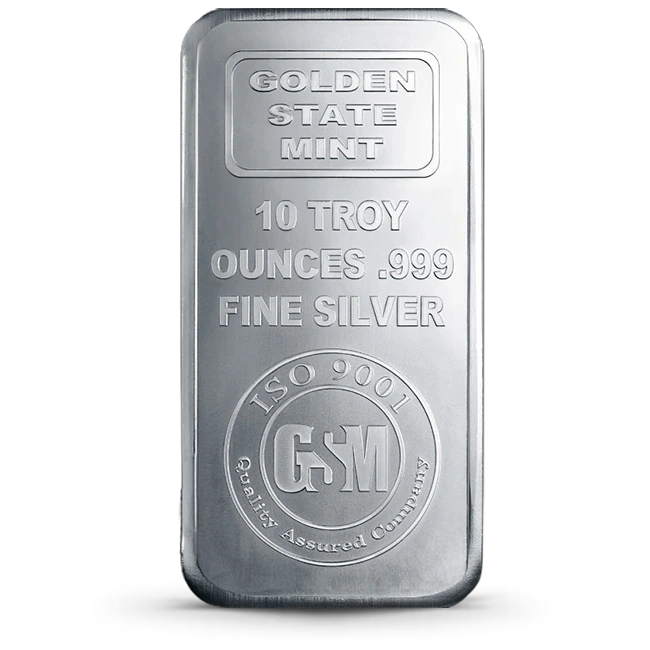 Buy the Golden State Mint 10 Oz Silver Logo Bar (New) | Monument