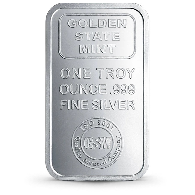 Buy the Golden State Mint (GSM) 1 Oz Silver Logo Bar | Monument