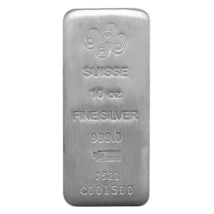 Buy the PAMP Suisse 10 Oz Cast Silver Bar (New w/Assay) | Monument