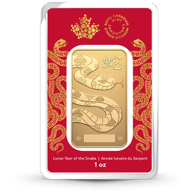 Buy the Royal Canadian Mint RCM Year Of The Snake 1 Oz Gold