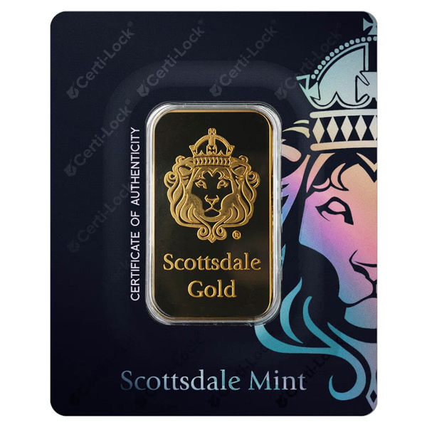Scottsdale Mint | 1 Oz Lion Gold Bar (In Assay) - Monument