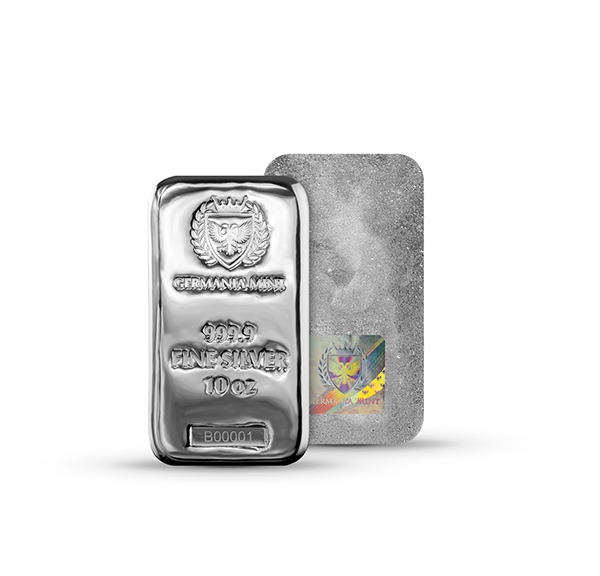 Buy the Germania Mint 10 Oz Silver Bar (New) | Monument Metals