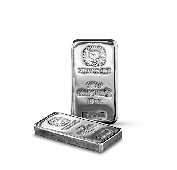 Buy the Germania Mint 10 Oz Silver Bar (New) | Monument Metals