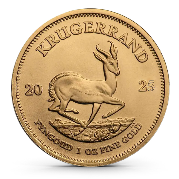 2025 South African Krugerrand reverse featuring a springbok antelope with 1 oz fine gold designation
