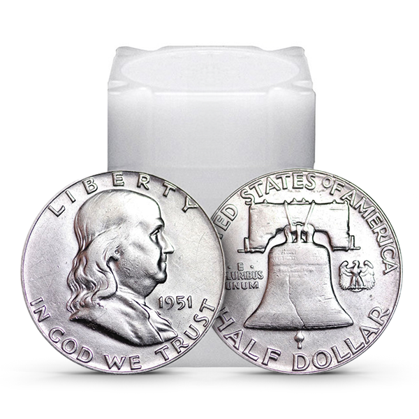 Buy Tube of 90% Silver Franklin Half Dollars Brilliant