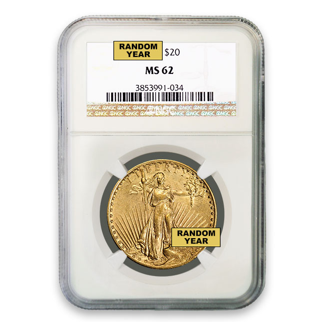 Buy $20 Saint Gaudens Double Eagle Gold Coin NGC MS62 - Monument