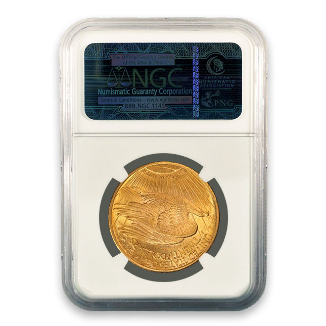 Buy 1908 No Motto $20 Saint Gaudens Gold Double Eagle NGC MS63