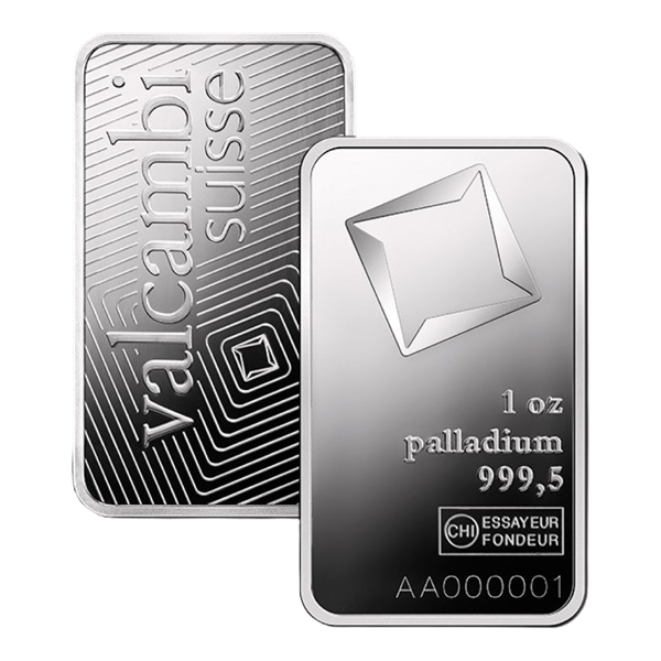 Buy the Valcambi 1 Oz Minted Palladium Bar (New) | Monument Metals